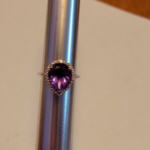 Elegant Purple Teardrop Ring